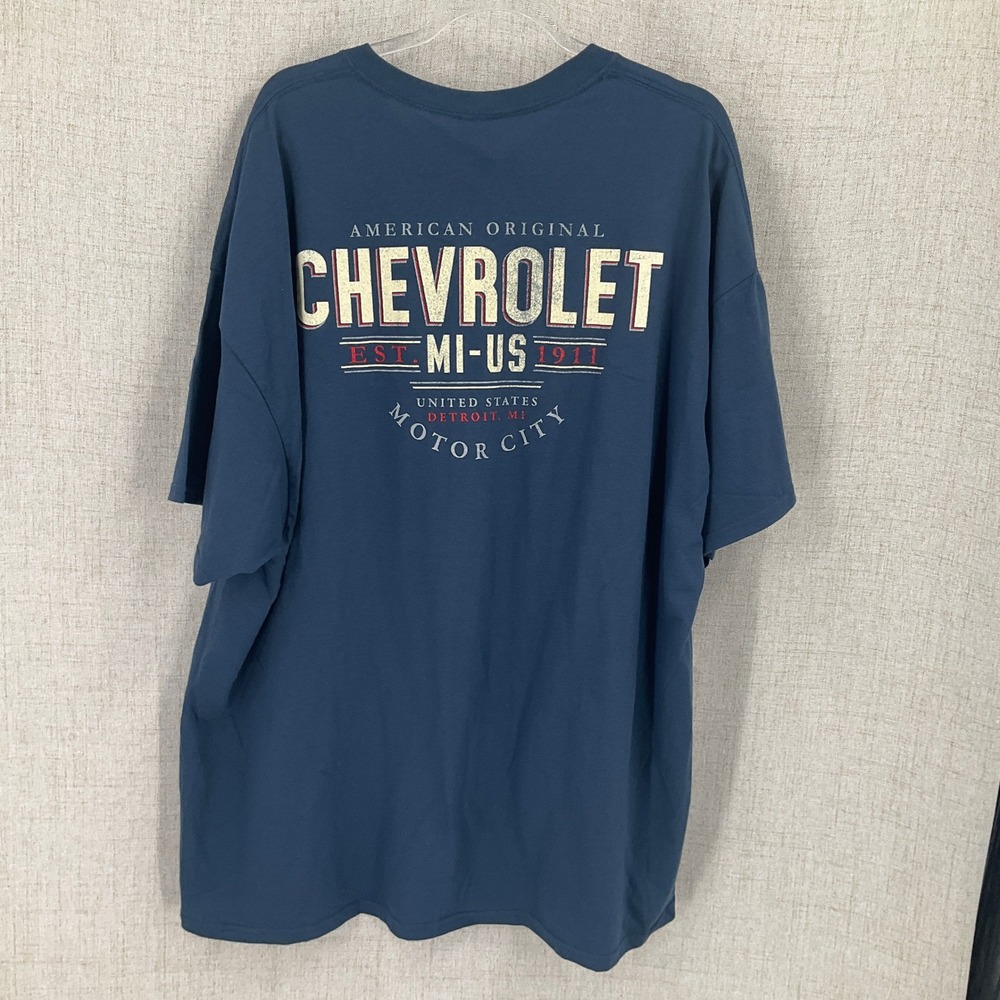 Chevrolet T-Shirt Mens 3XL Blue Cotton Motor City Detroit Graphic Classic